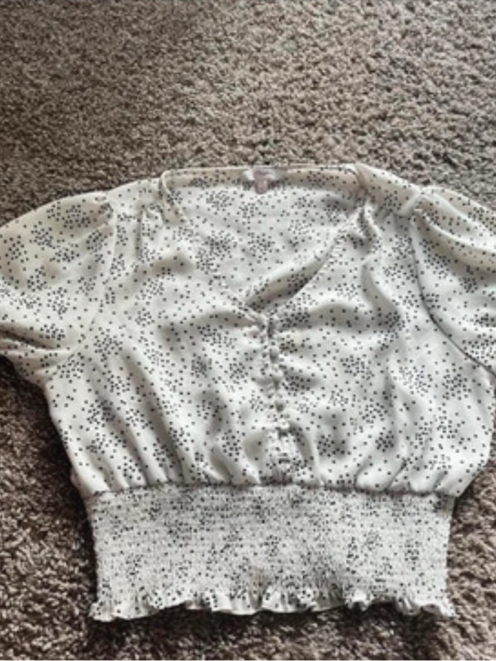 Candie's Cream Blouse with Black Dot Print